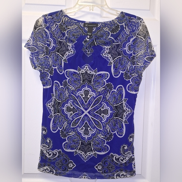 I-N-C International Concepts Top~Keyhole Neck~Blouse~Shirt~Peek-A-Boo~Large - Picture 1 of 7